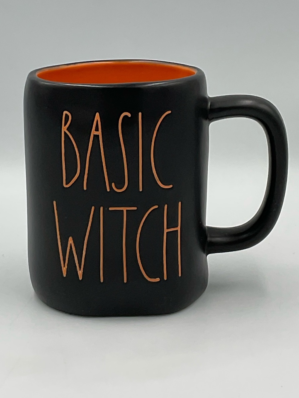 Rae Dunn “Basic Witch” Black and Orange Artisan Collection Halloween Mug 16oz